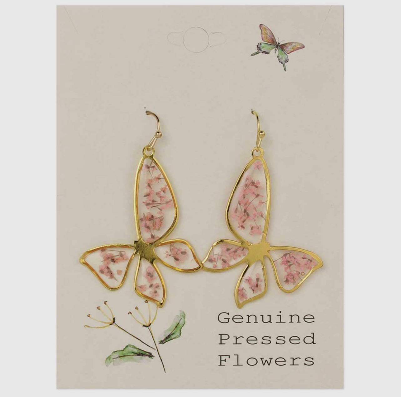 Real Flower Jewelry Butterfly Earrings