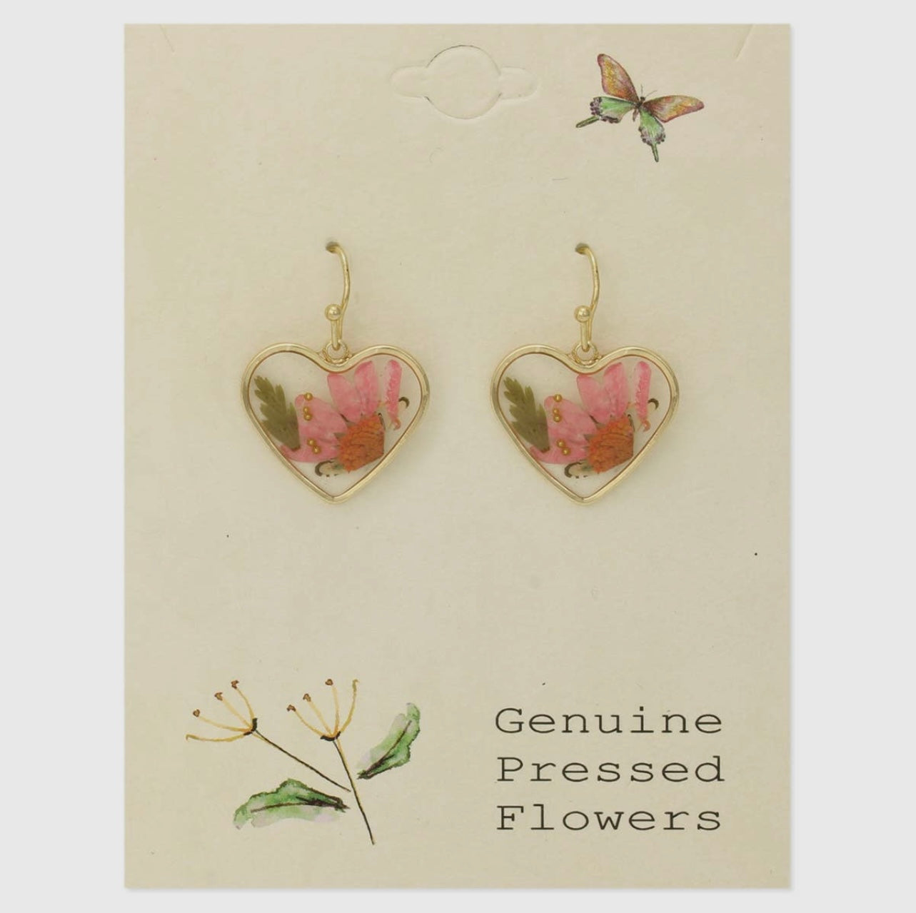 Real Flower Jewelry Heart Earrings