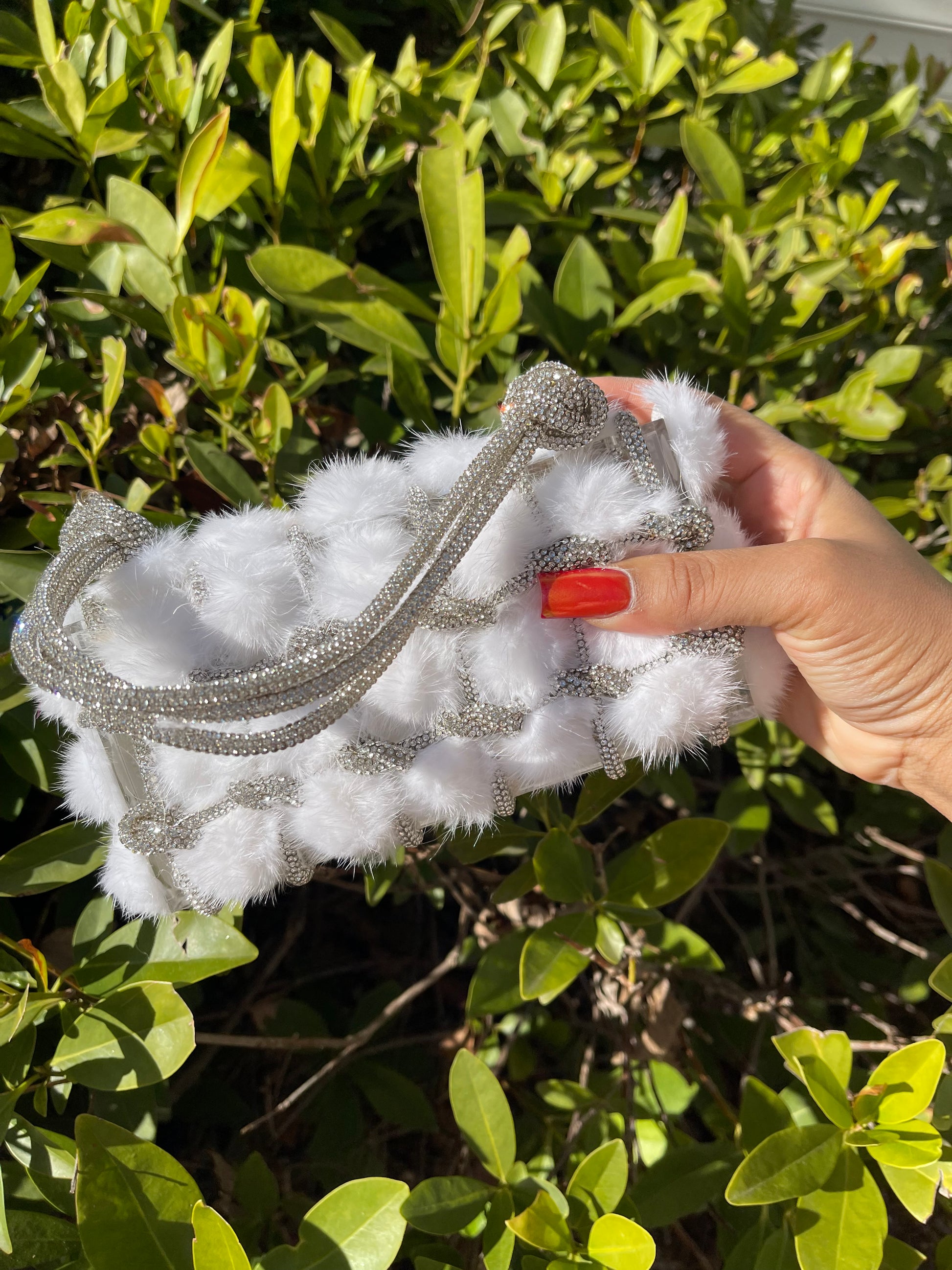 Vegan Fur Diamond Clutch